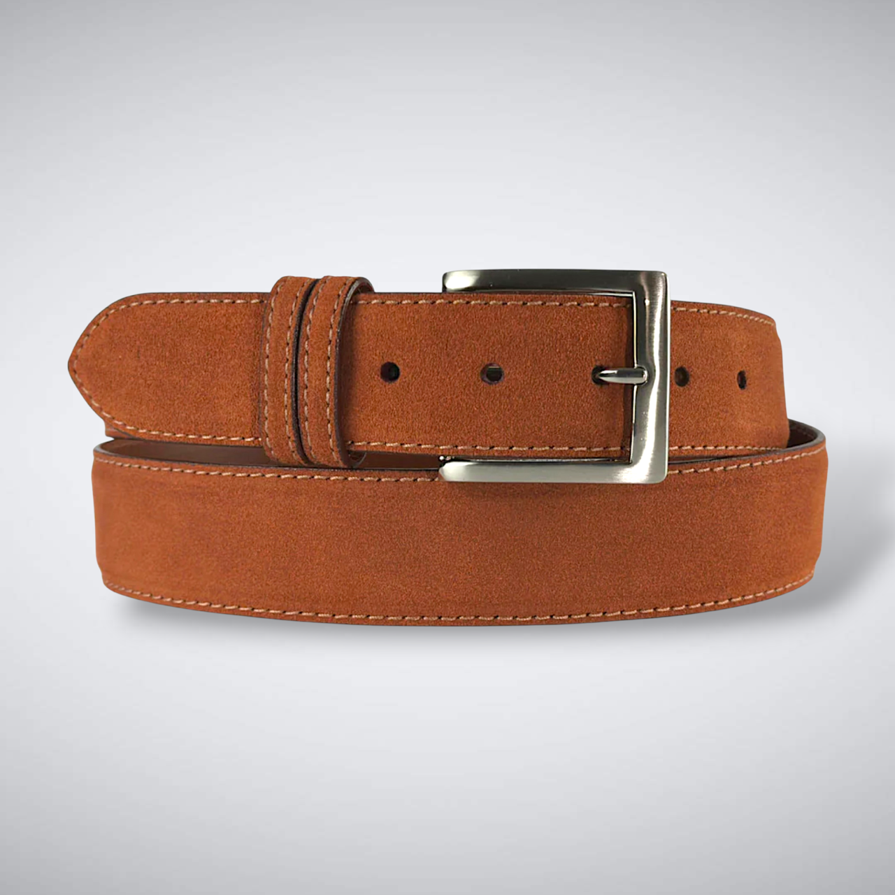 Italian Suede Calf Belt: Cognac