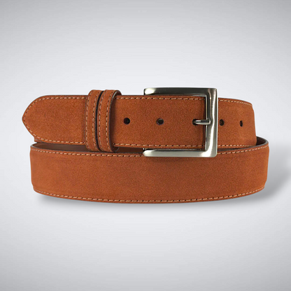 Italian Suede Calf Belt: Cognac