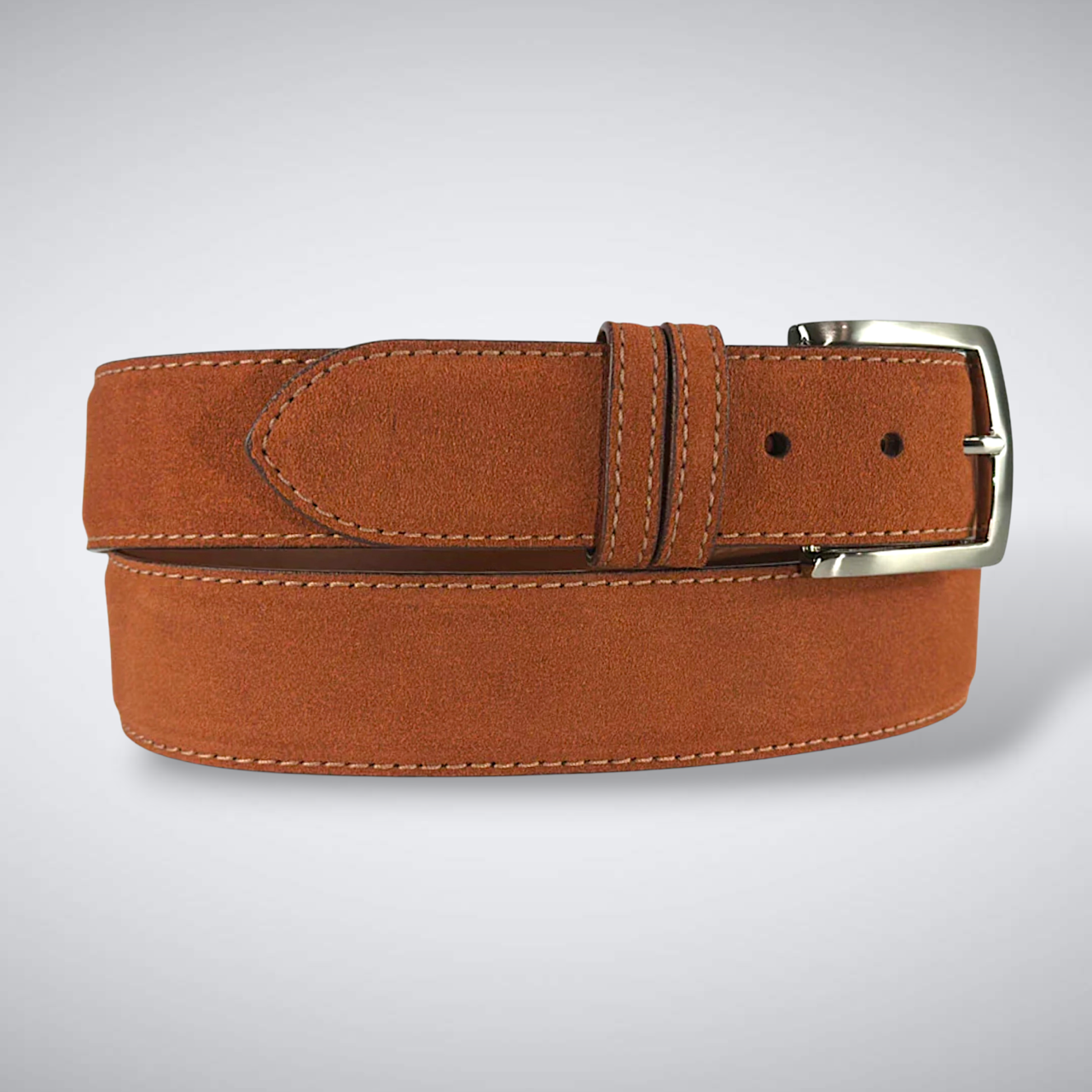 Italian Suede Calf Belt: Cognac