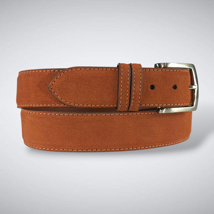 Italian Suede Calf Belt: Cognac