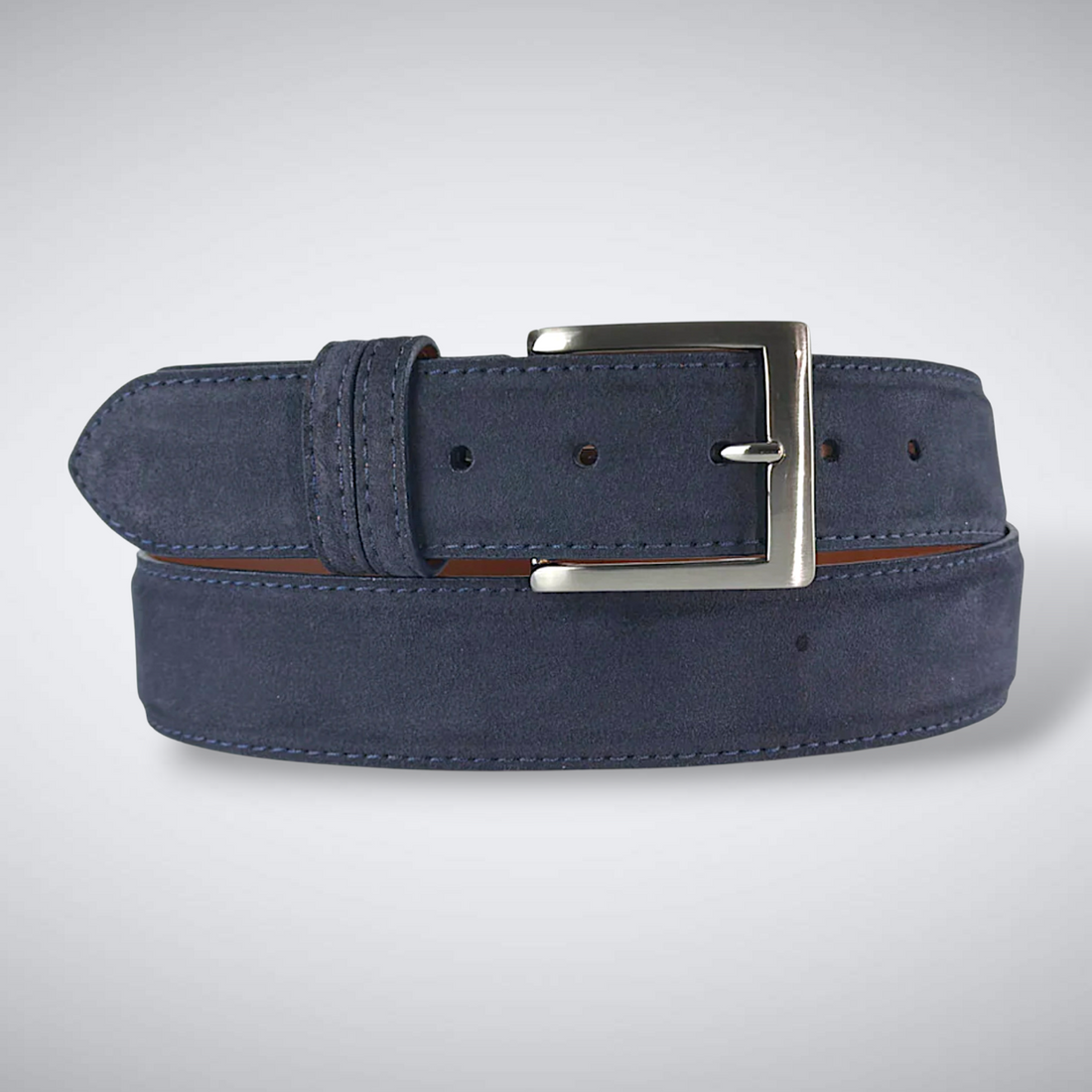 Italian Suede Calf Belt: Navy