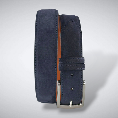 Italian Suede Calf Belt: Navy
