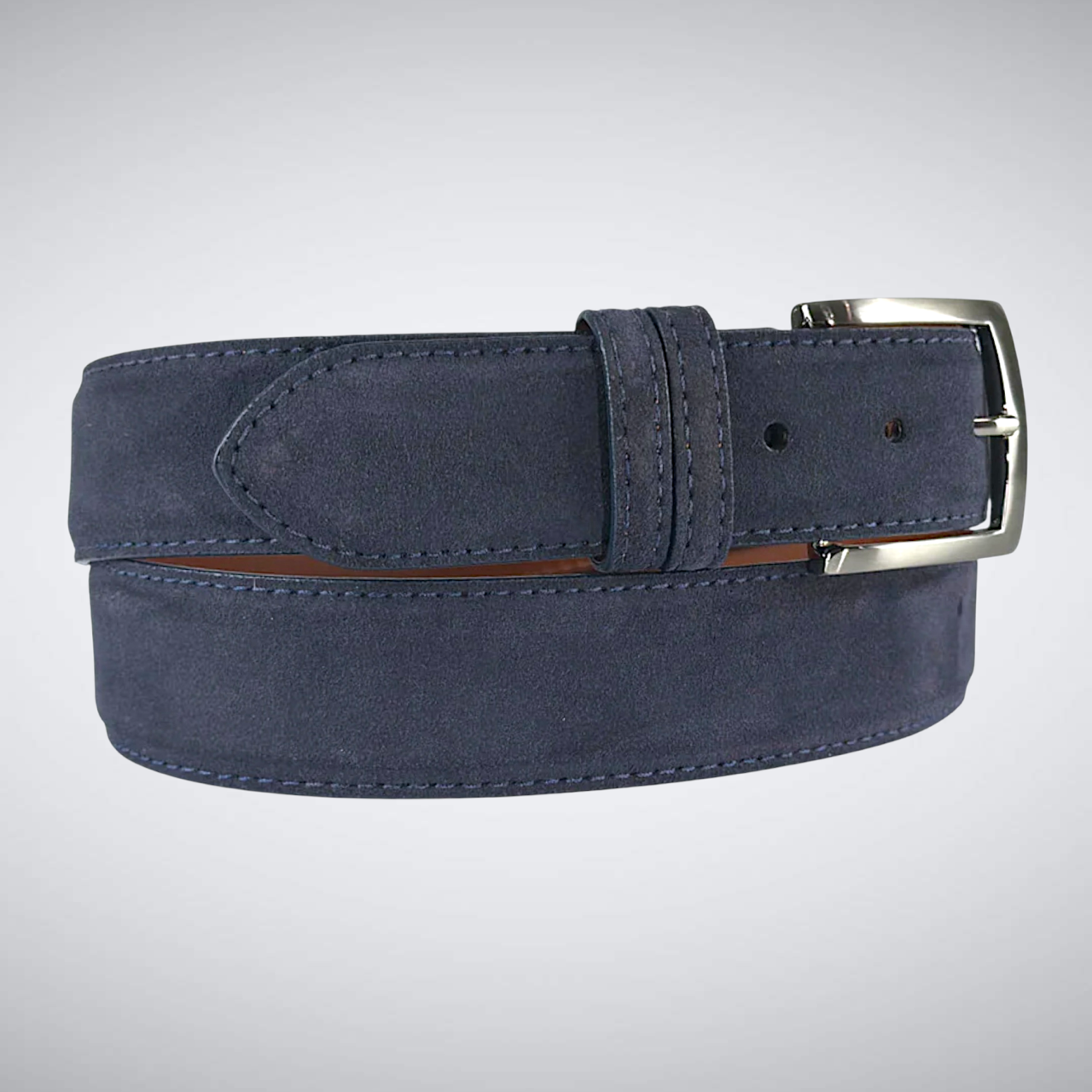 Italian Suede Calf Belt: Navy