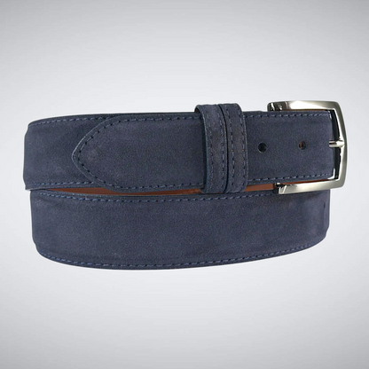 Italian Suede Calf Belt: Navy