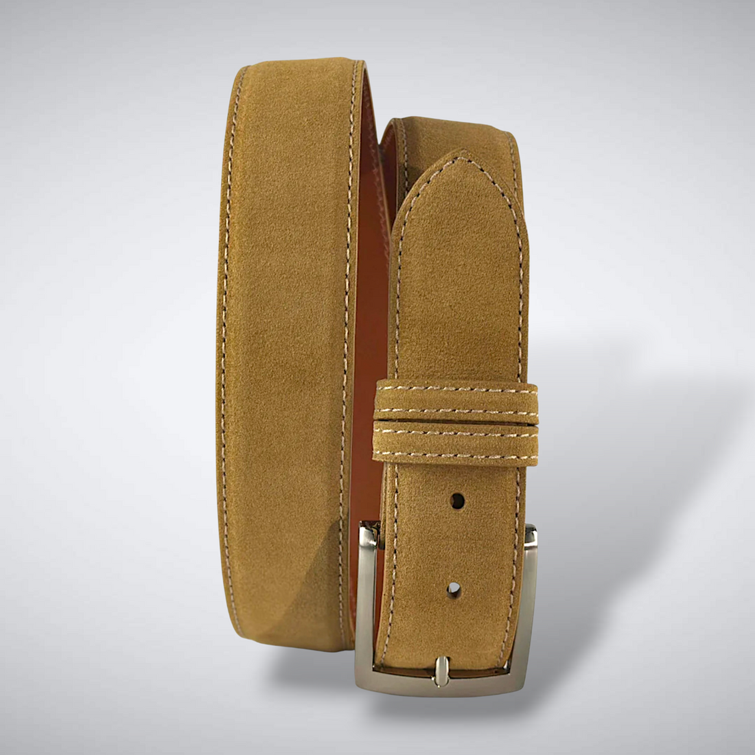 Italian Suede Calf Belt: Tan