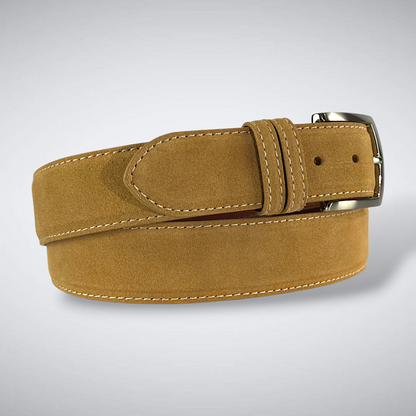 Italian Suede Calf Belt: Tan
