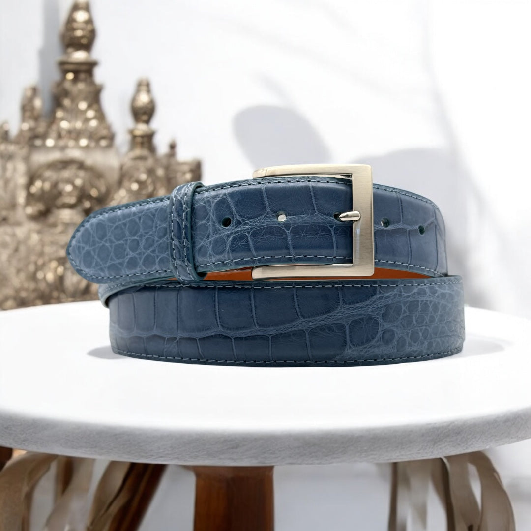 Ready To Ship Alligator Belt: French Blue (1.5&quot; width)