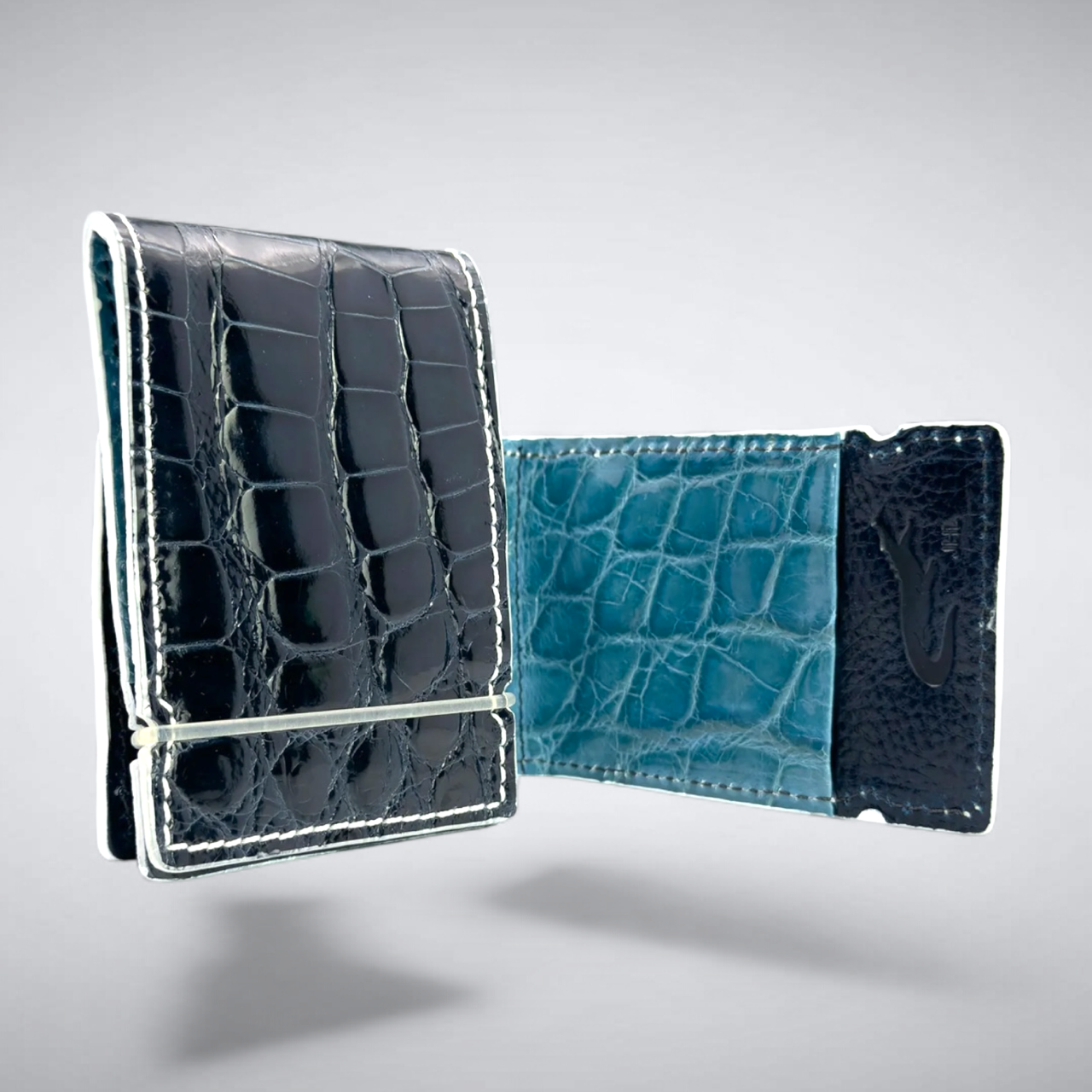 The Faldo Cash Cover — Navy Glazed Alligator