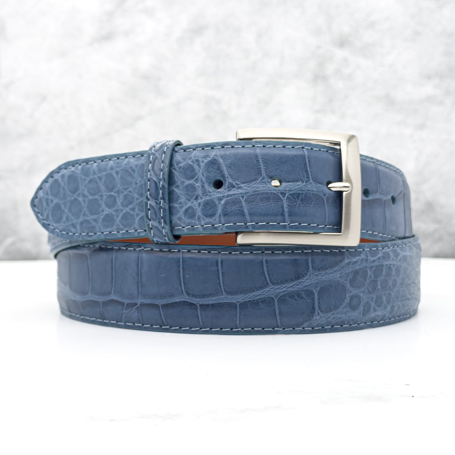 Ready To Ship Alligator Belt: French Blue (1.5&quot; width)