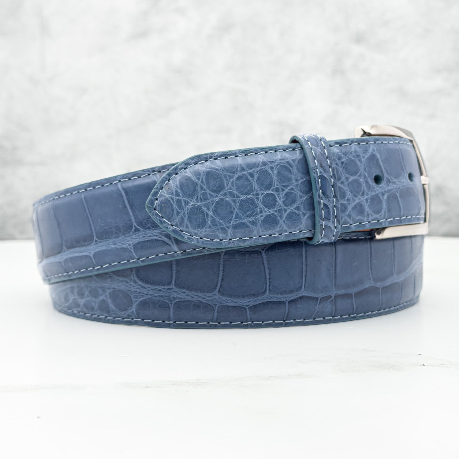 Ready To Ship Alligator Belt: French Blue (1.5&quot; width)