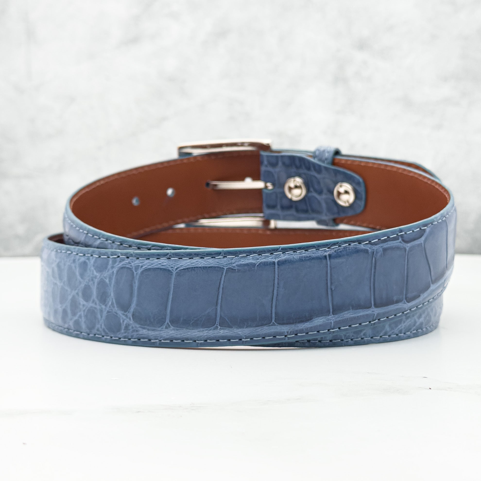 Ready To Ship Alligator Belt: French Blue (1.5&quot; width)