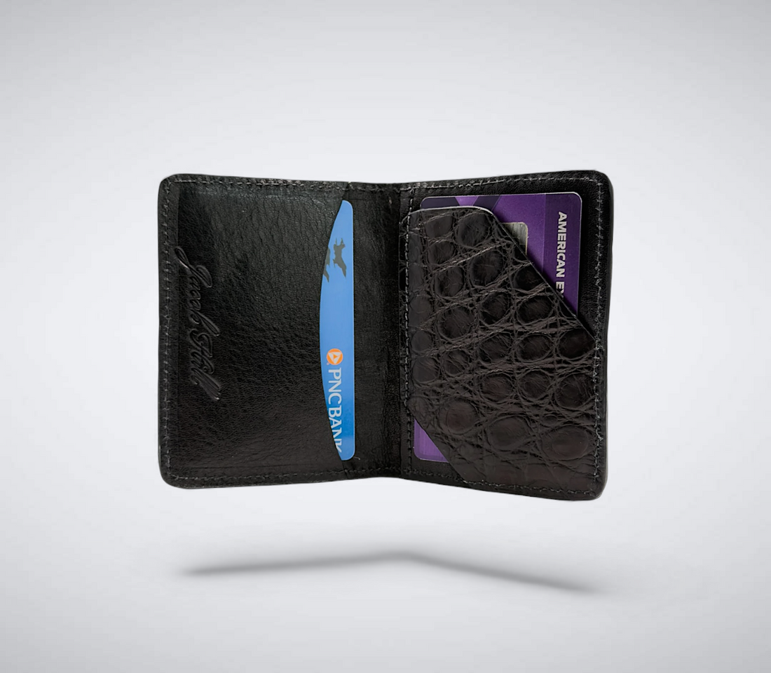 Matte Alligator Gaston Card Case: Black