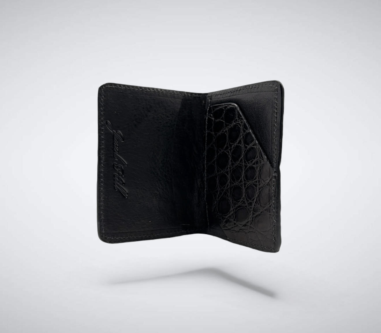 Matte Alligator Gaston Card Case: Black