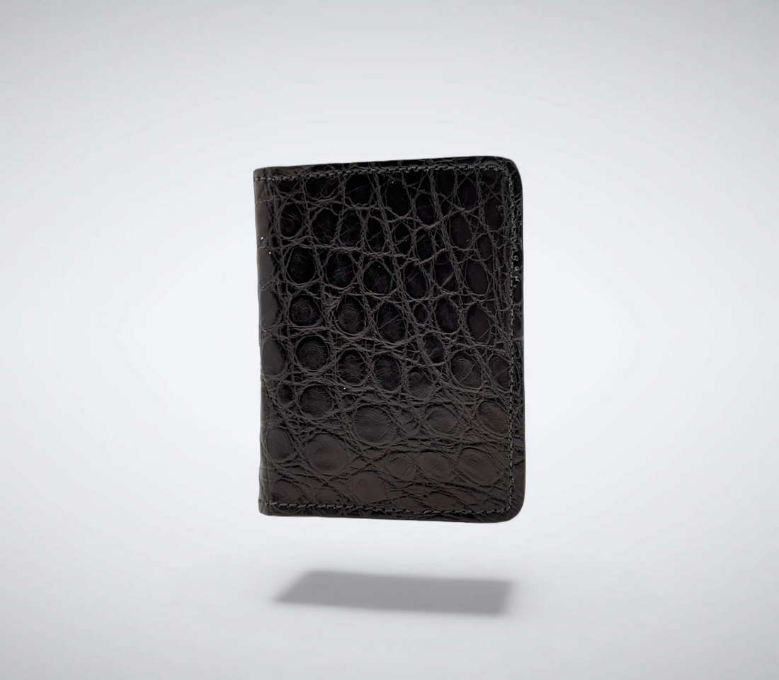 Matte Alligator Gaston Card Case: Black