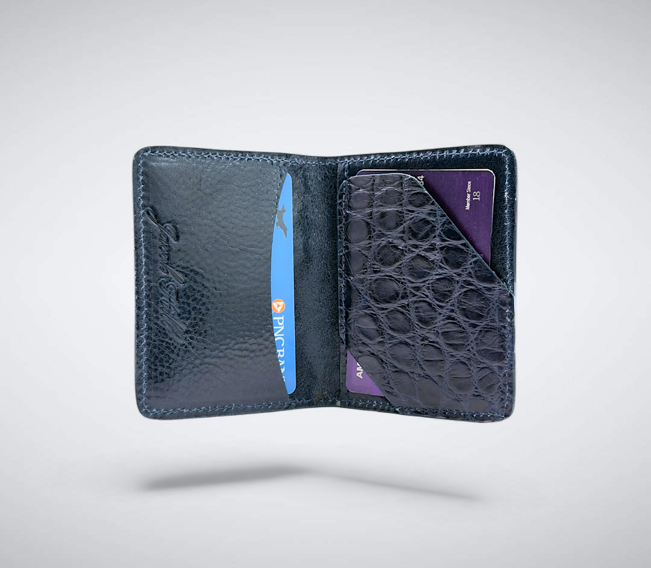 Matte Alligator Gaston Card Case: Navy