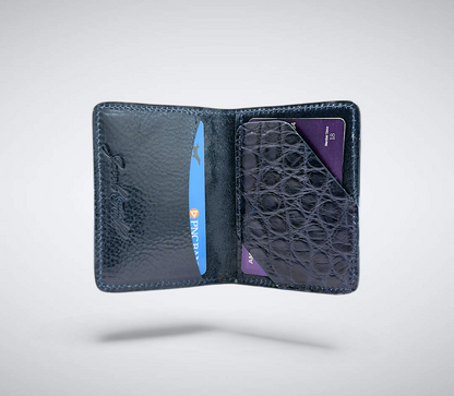 Matte Alligator Gaston Card Case: Navy