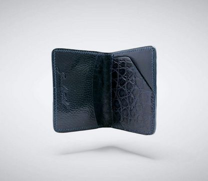 Matte Alligator Gaston Card Case: Navy