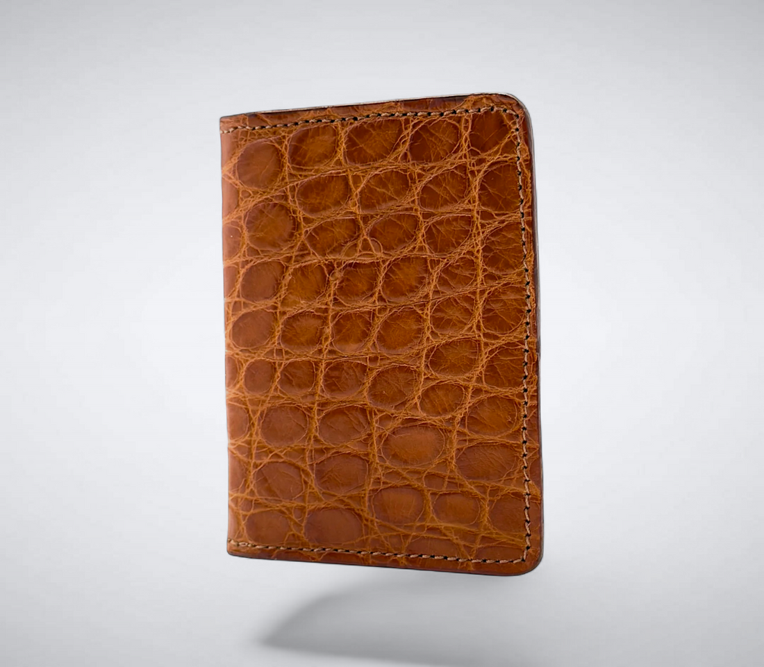 Matte Alligator Gaston Card Case: Cognac