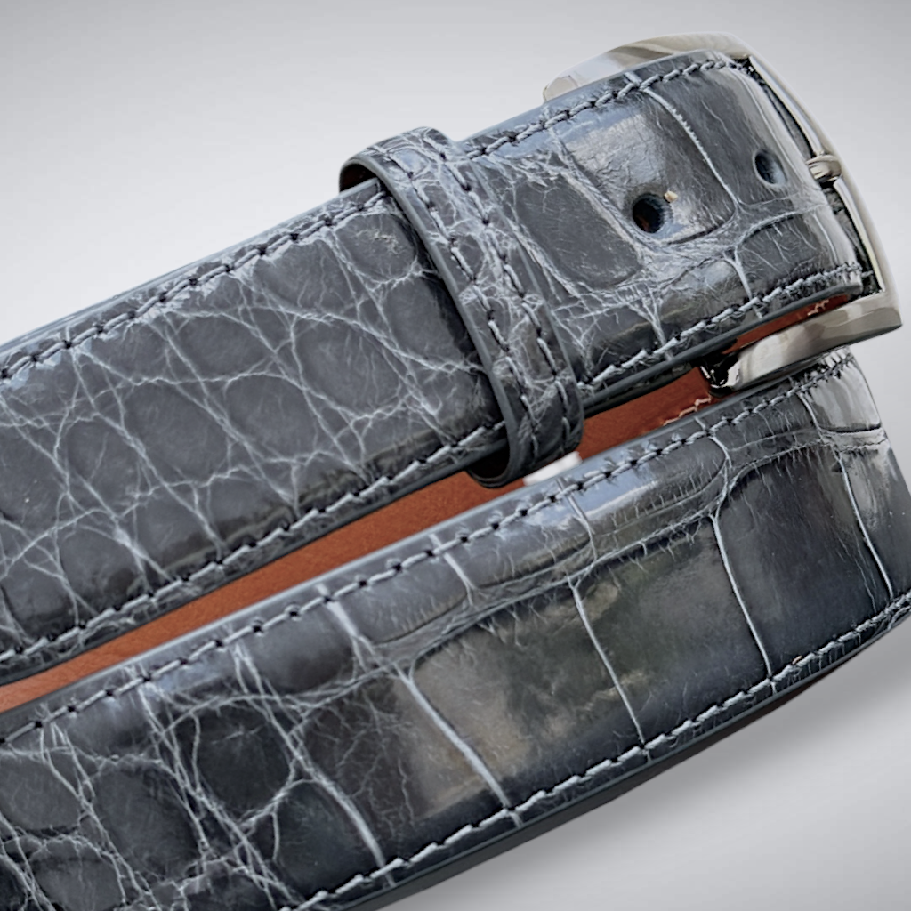 Alligator Belt — Dark Gray | Glazed