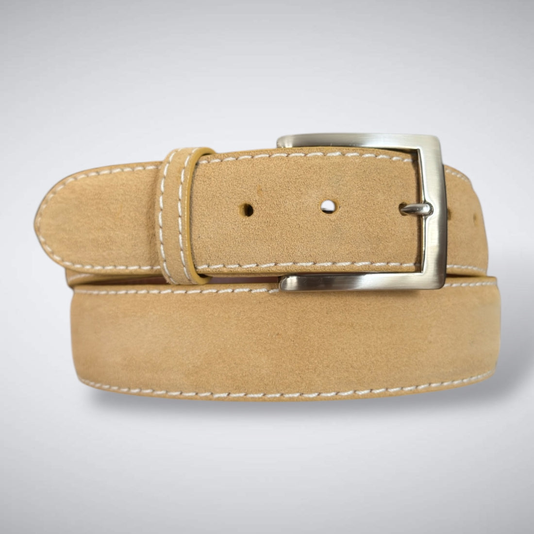Ready To Ship Italian Calf Suede Belt: Golden Quaker (1.5 Width)