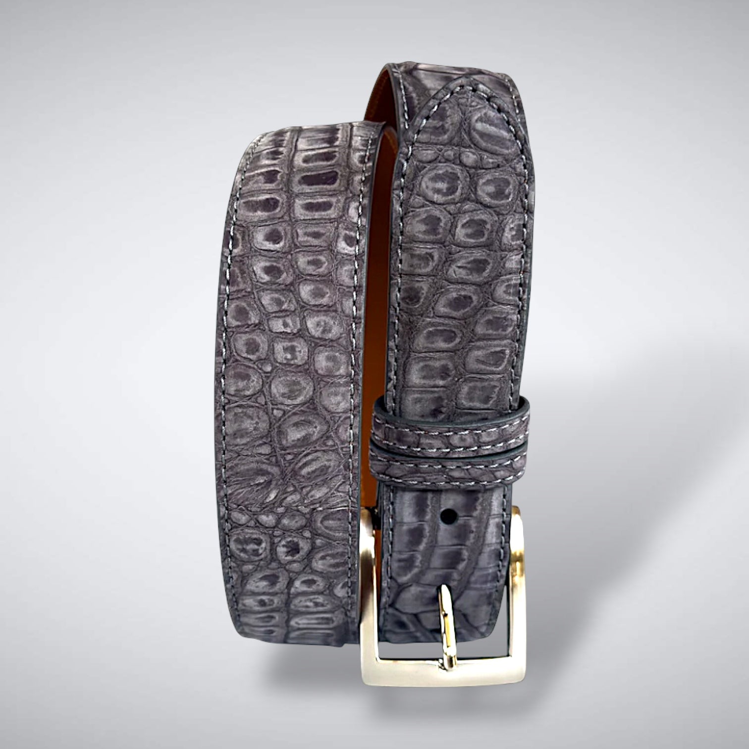 Alligator Belt — Gray | Suede