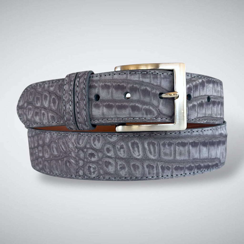 Alligator Belt — Gray | Suede
