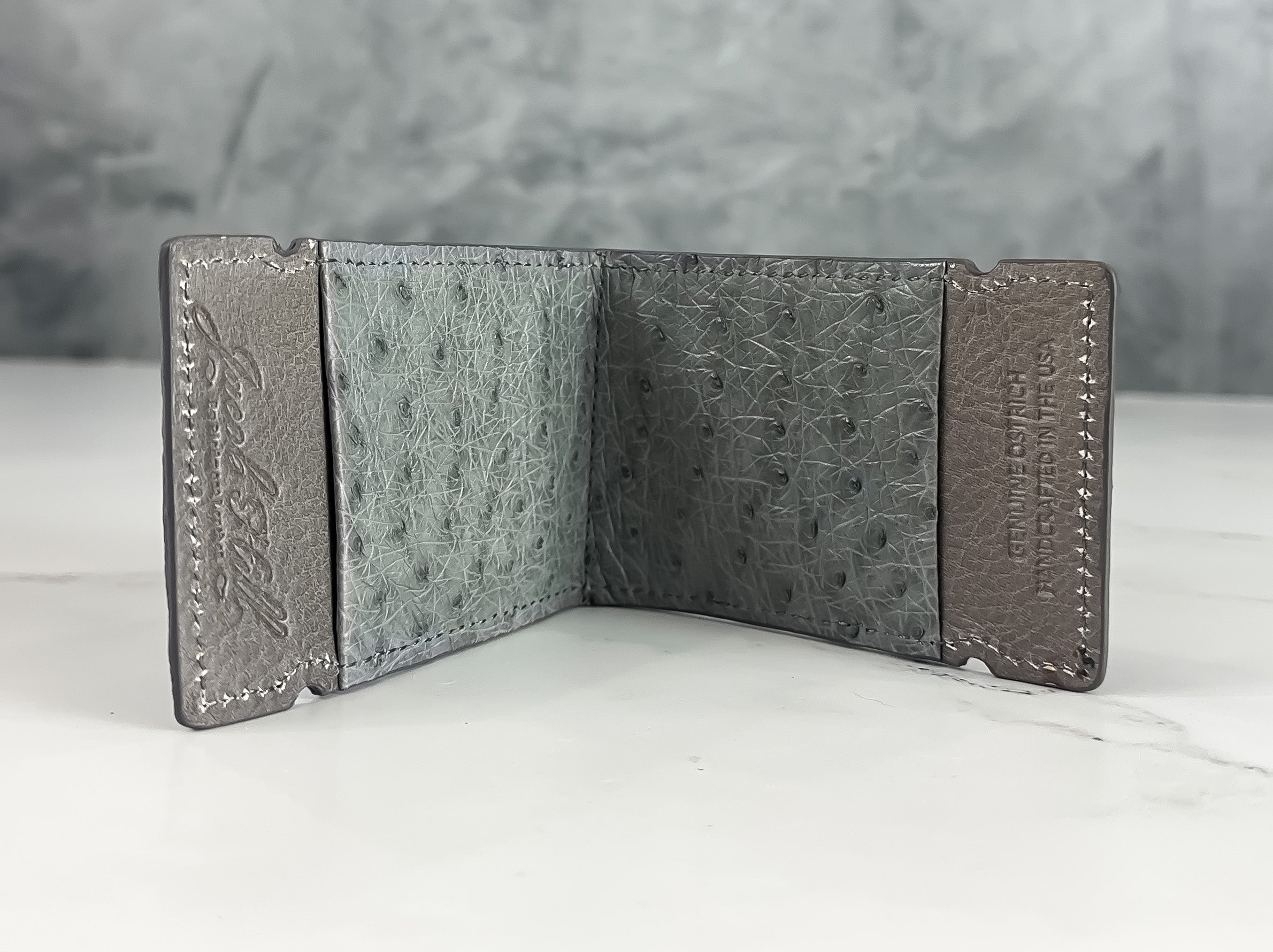 Ostrich Quill Cash Cover: Gray (Matching Quill Pockets)