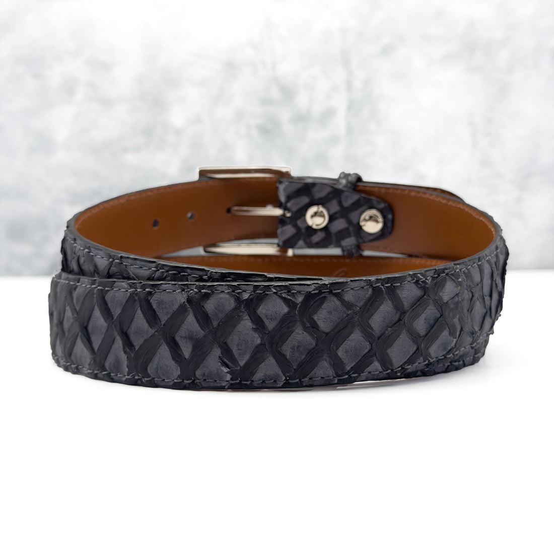 Ready To Ship Pirarucu Belt: Grey Fog