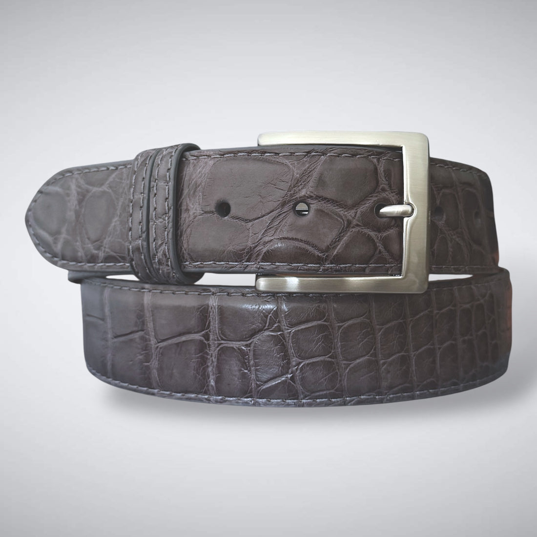 Ready To Ship One Piece Alligator Belt: Pebble Grey