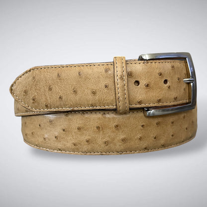 Ready To Ship Ostrich Quill Belt: English Saddle 1.5&quot; width