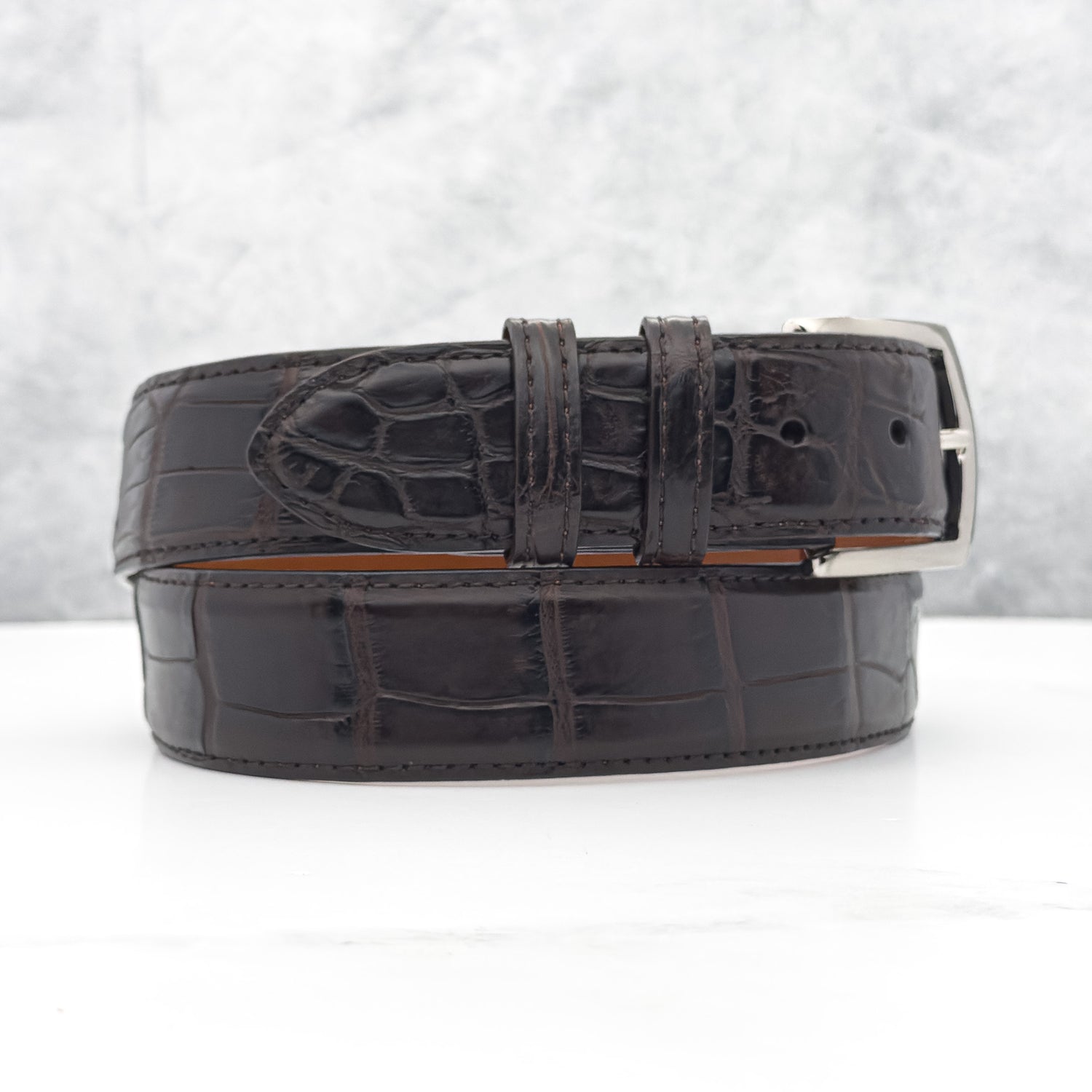 American Matte Alligator Belt One Piece: Chocolate