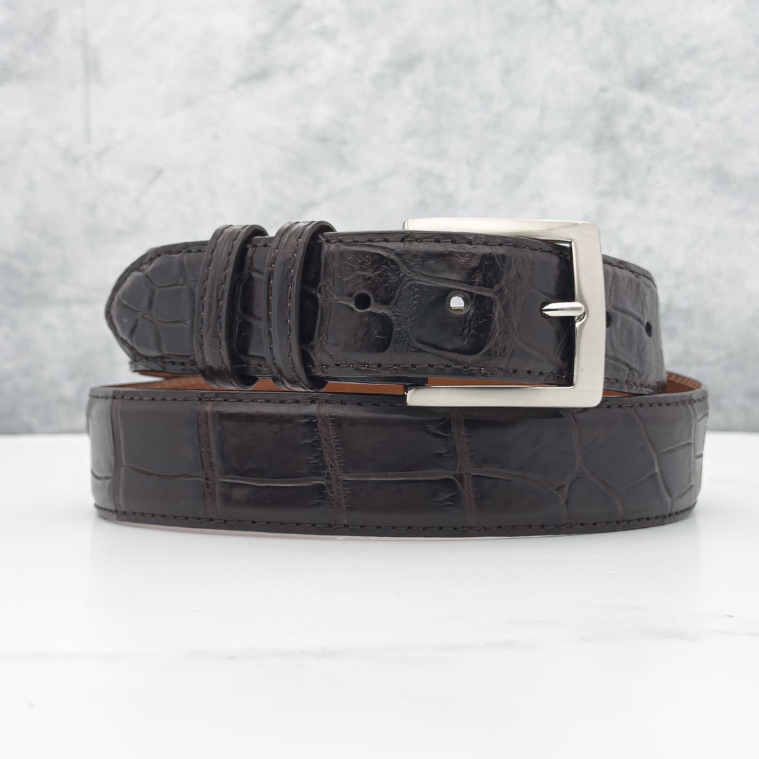 American Matte Alligator Belt One Piece: Chocolate