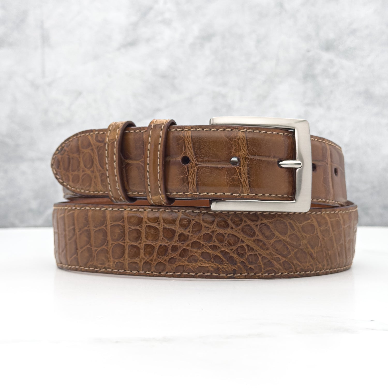 American Matte Alligator Belt One Piece: JHL Tobacco