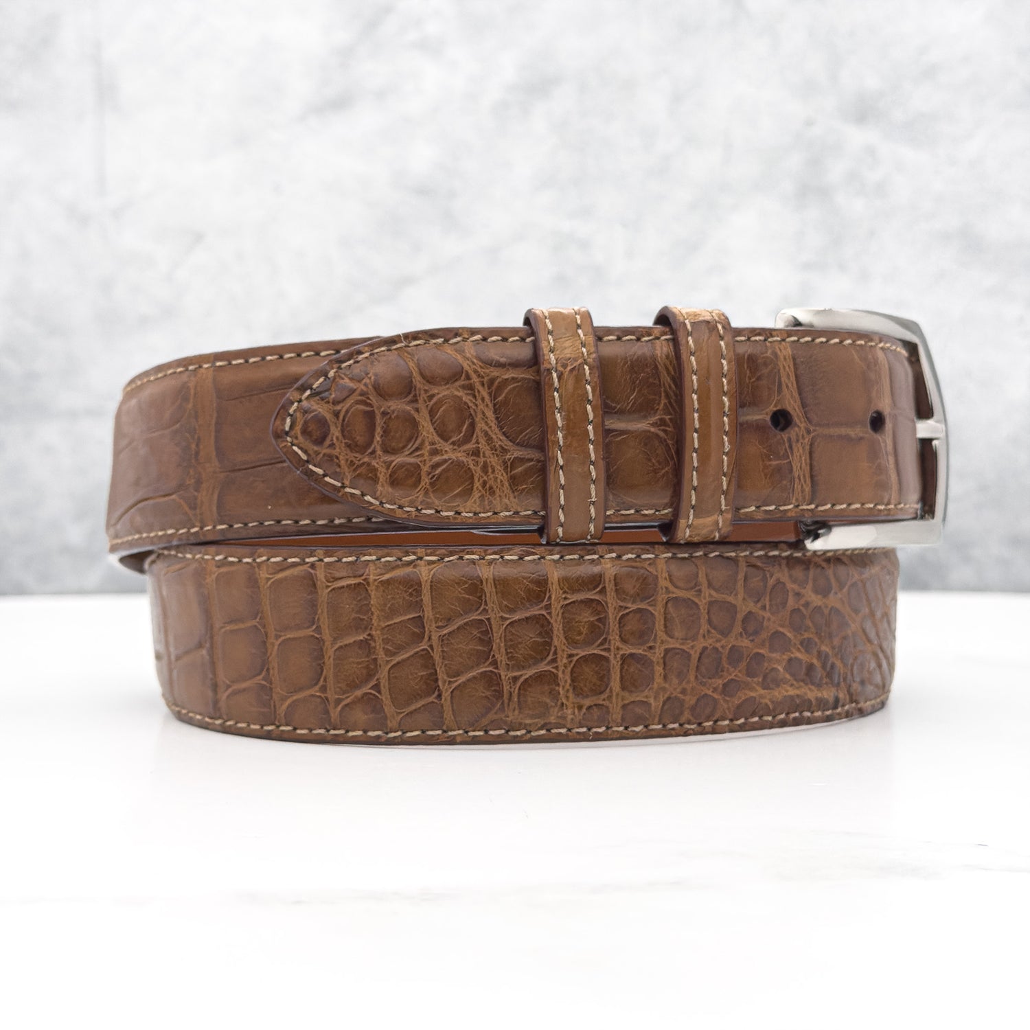 American Matte Alligator Belt One Piece: JHL Tobacco