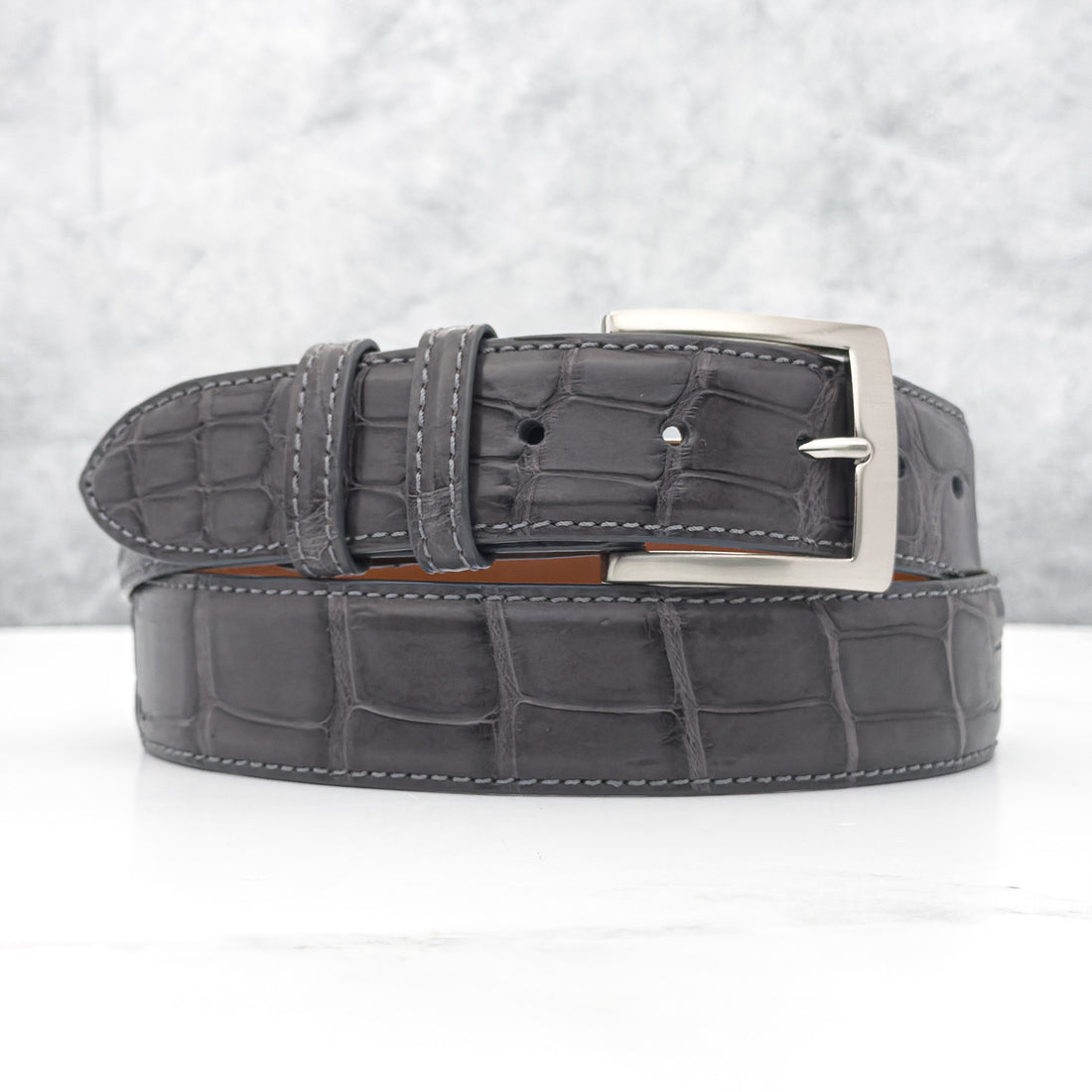 American Matte Alligator Belt One Piece: Grey