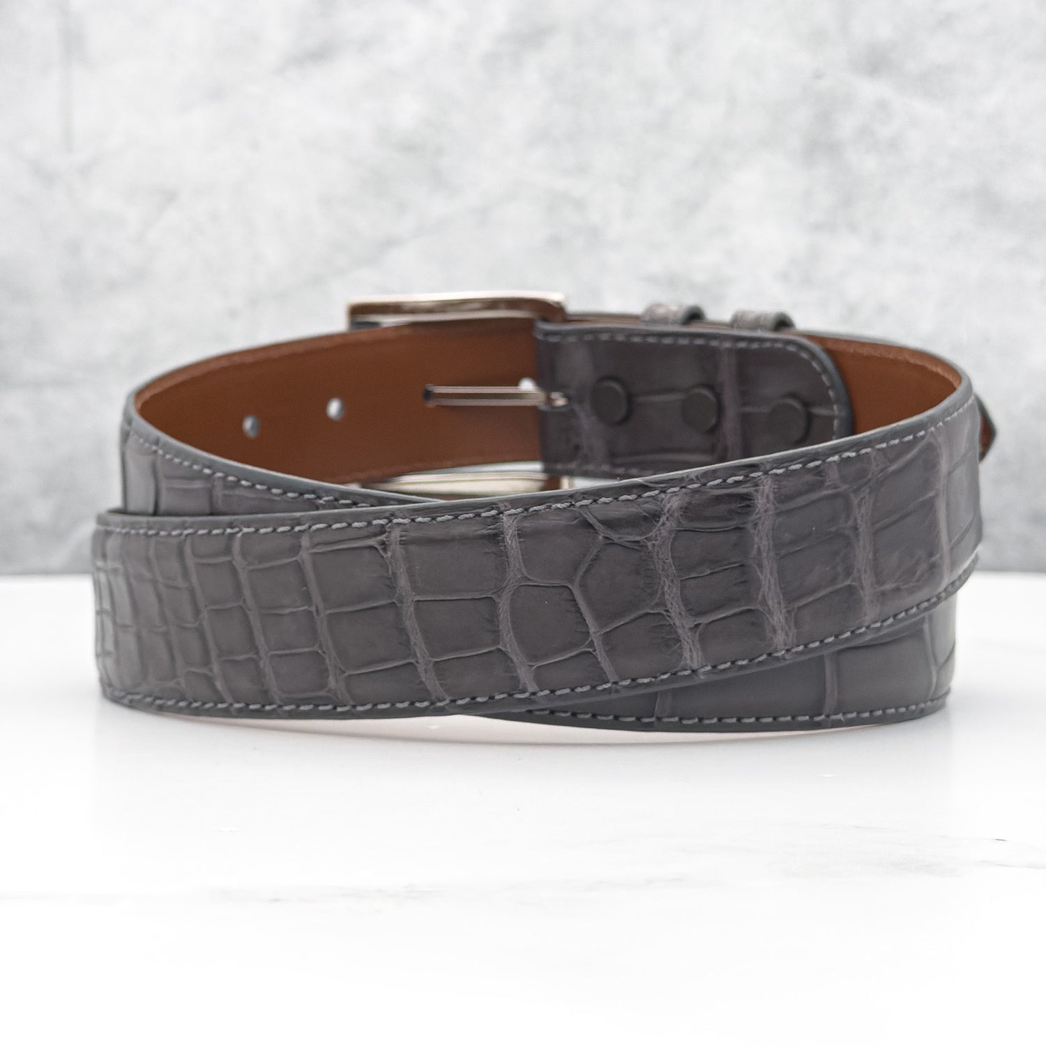 American Matte Alligator Belt One Piece: Grey