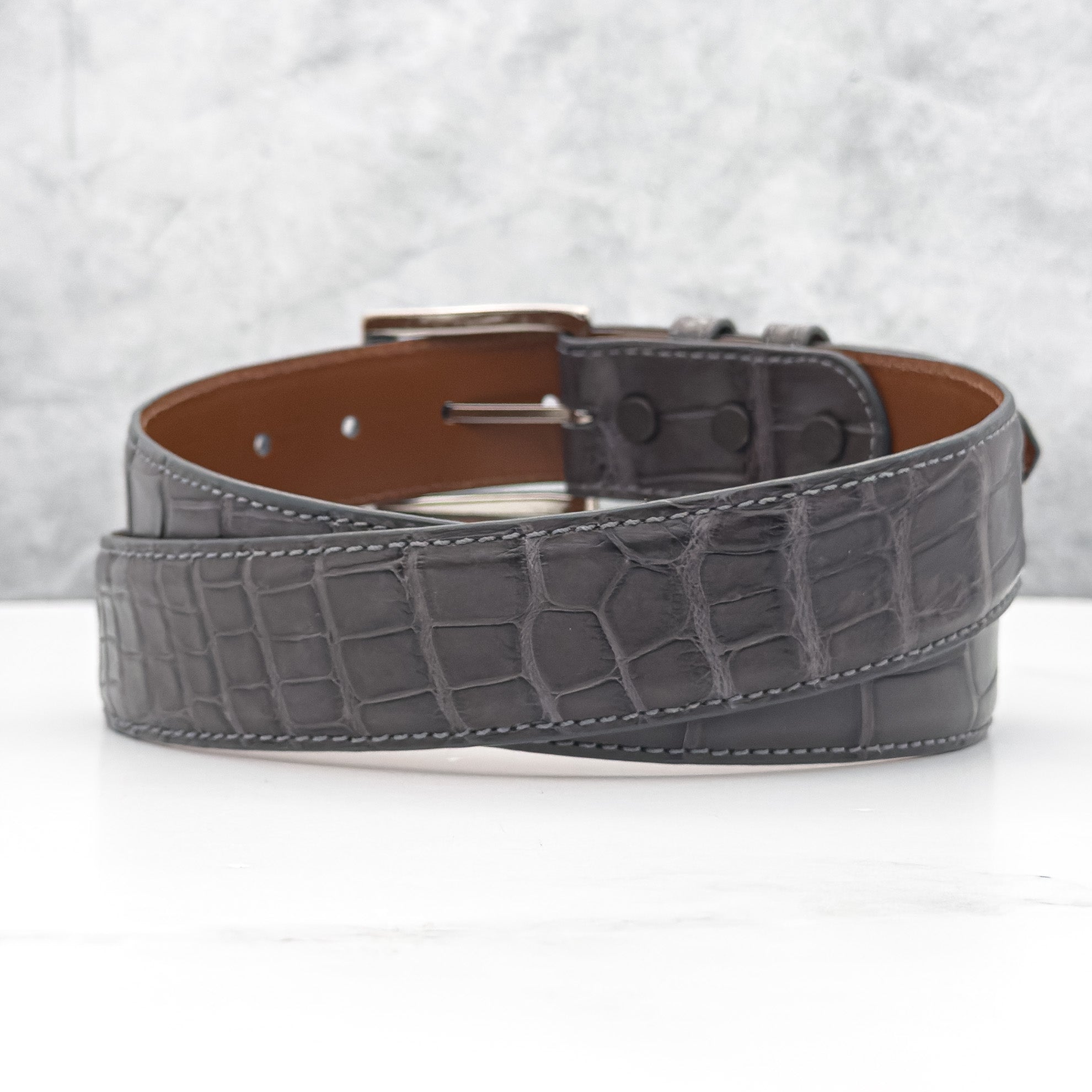 American Matte Alligator Belt One Piece: Grey