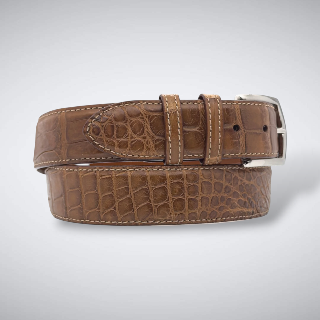 Matte Single-Piece American Alligator Belt: Tobacco