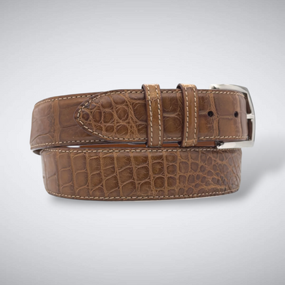 Matte Single-Piece American Alligator Belt: Tobacco