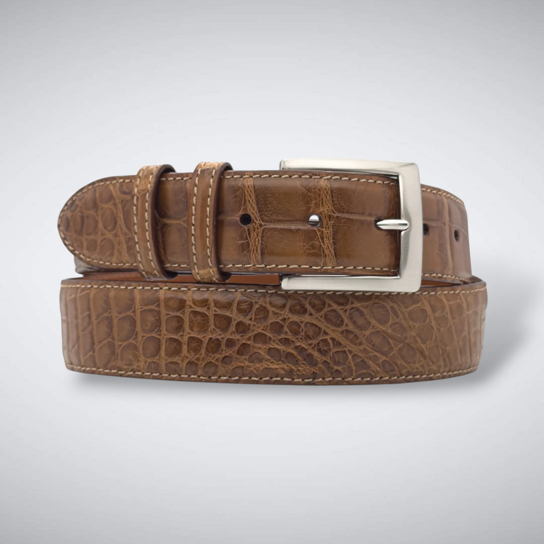 Matte Single-Piece American Alligator Belt: Tobacco