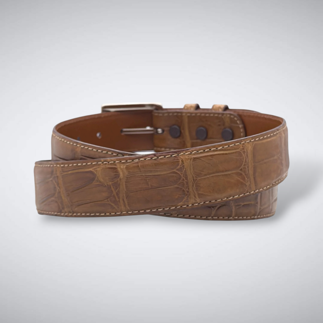 Matte Single-Piece American Alligator Belt: Tobacco