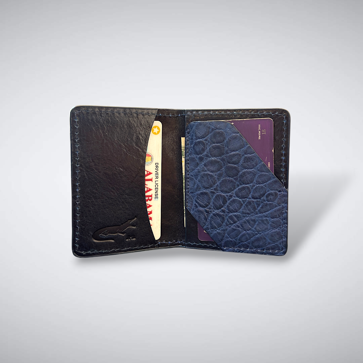 The Knox – Matte Alligator Slim Card Case | Admiral Blue