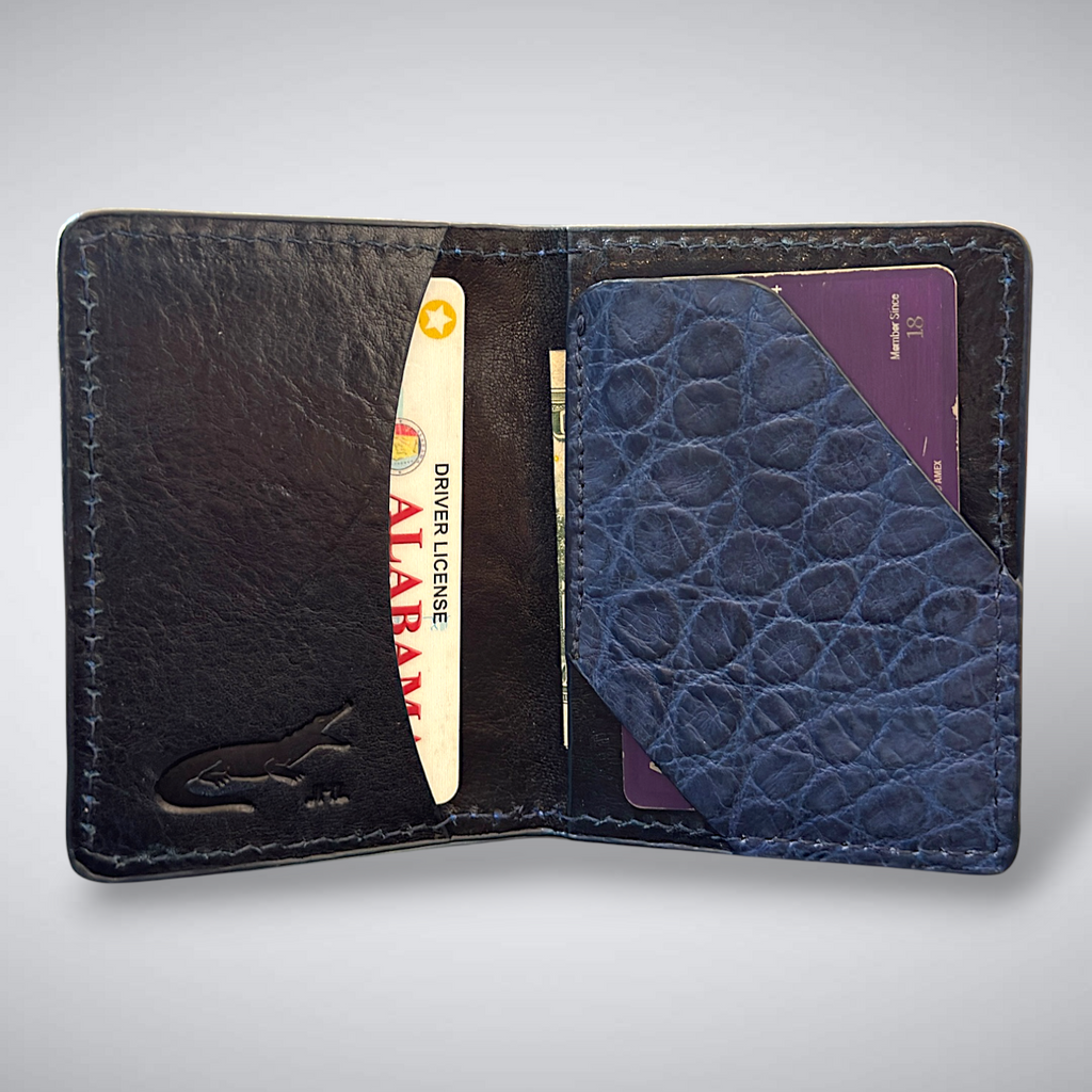 The Knox – Matte Alligator Slim Card Case | Admiral Blue