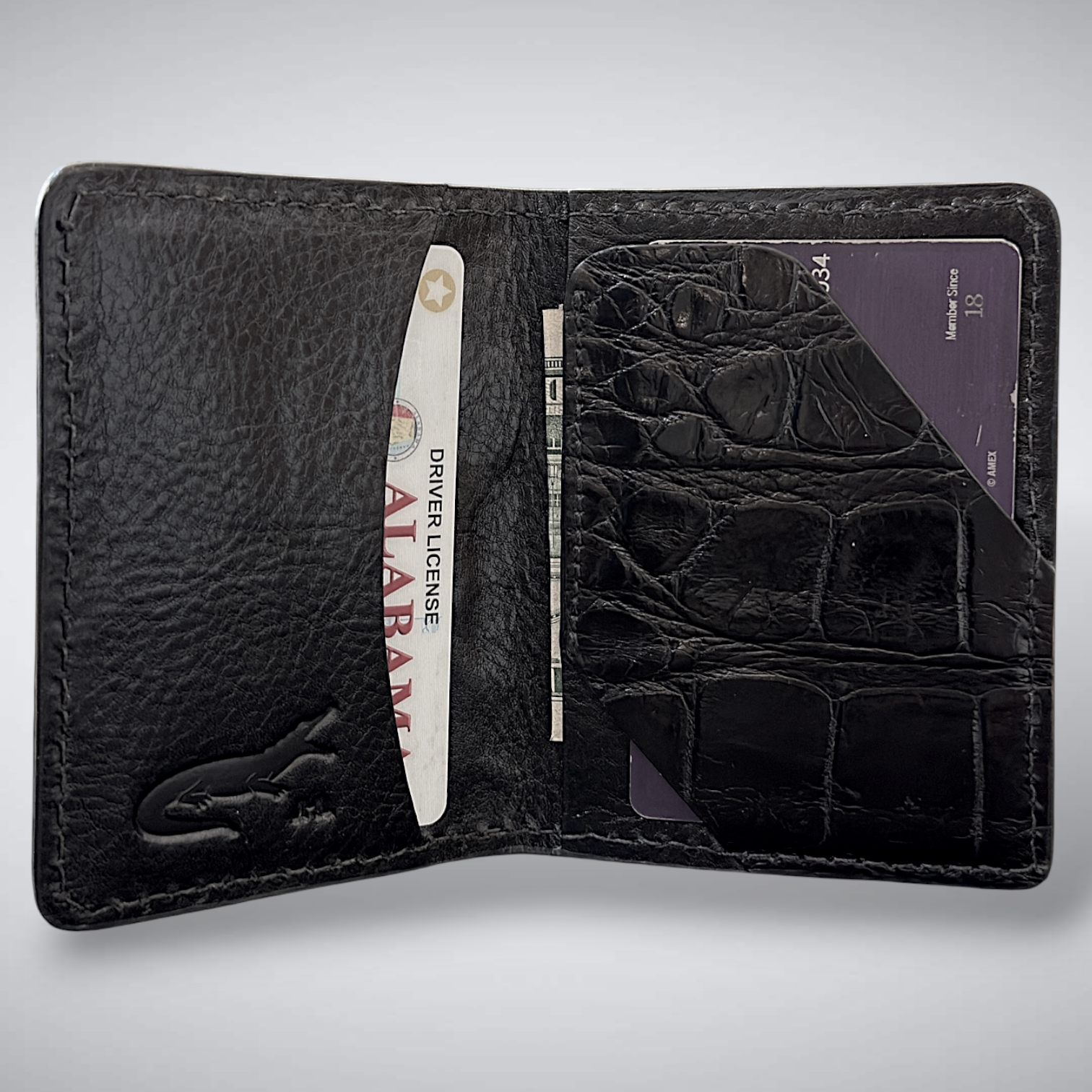 The Knox – Matte Alligator Slim Card Case | Black