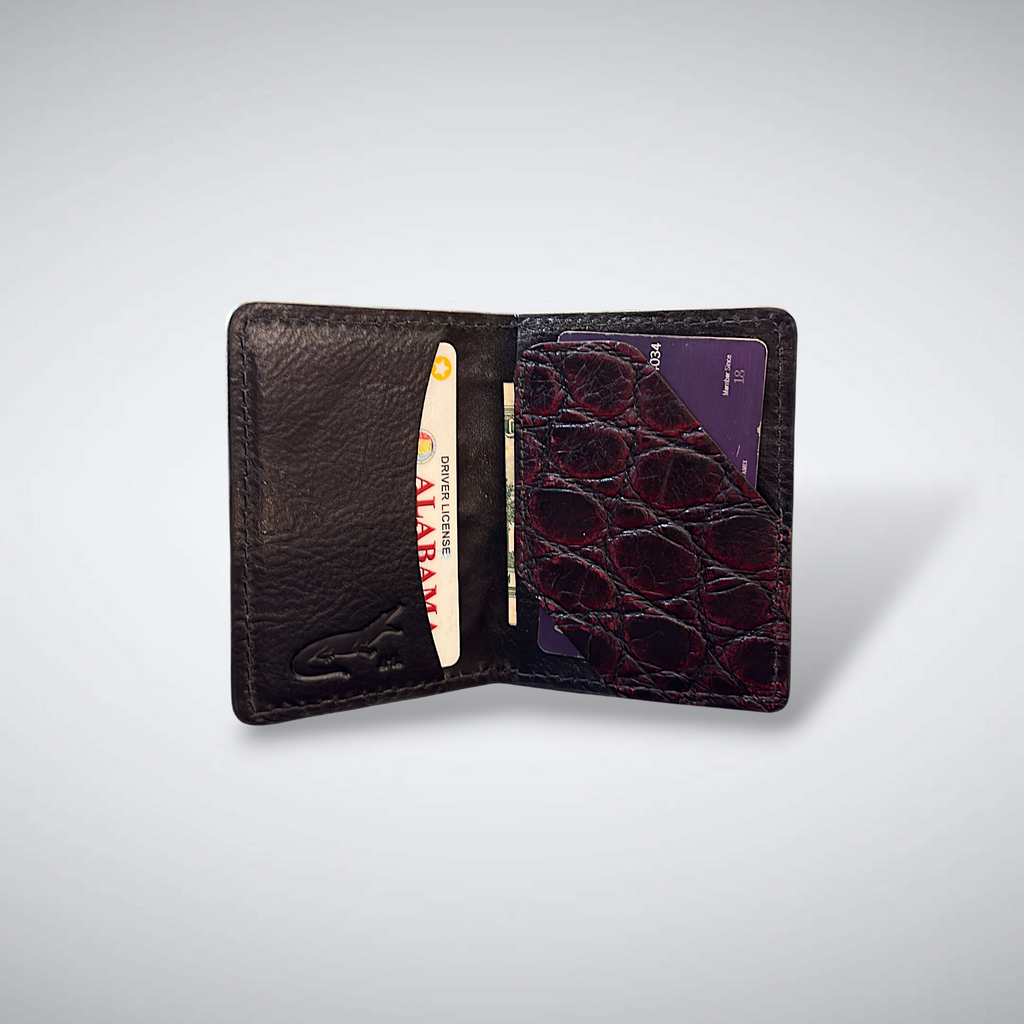 The Knox – Matte Alligator Slim Card Case | Black Cherry