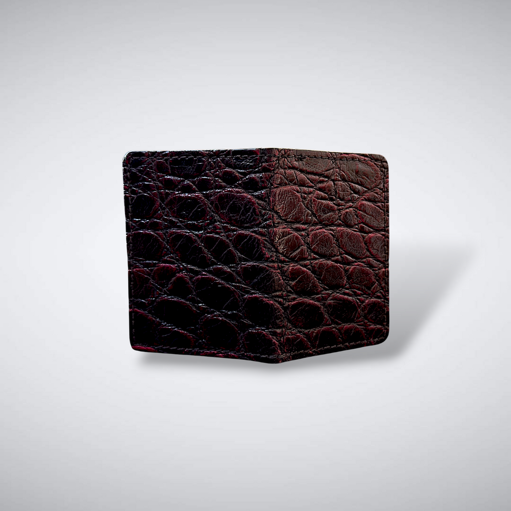 The Knox – Matte Alligator Slim Card Case | Black Cherry