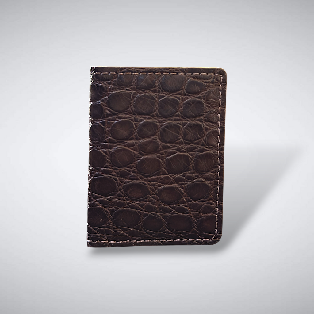 The Knox – Matte Alligator Slim Card Case | Brown