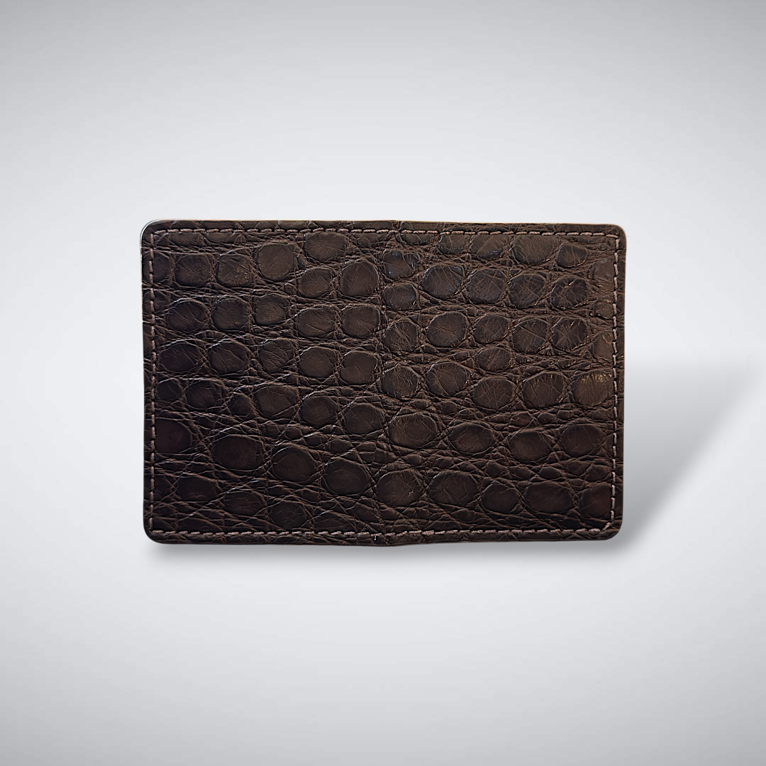The Knox – Matte Alligator Slim Card Case | Brown