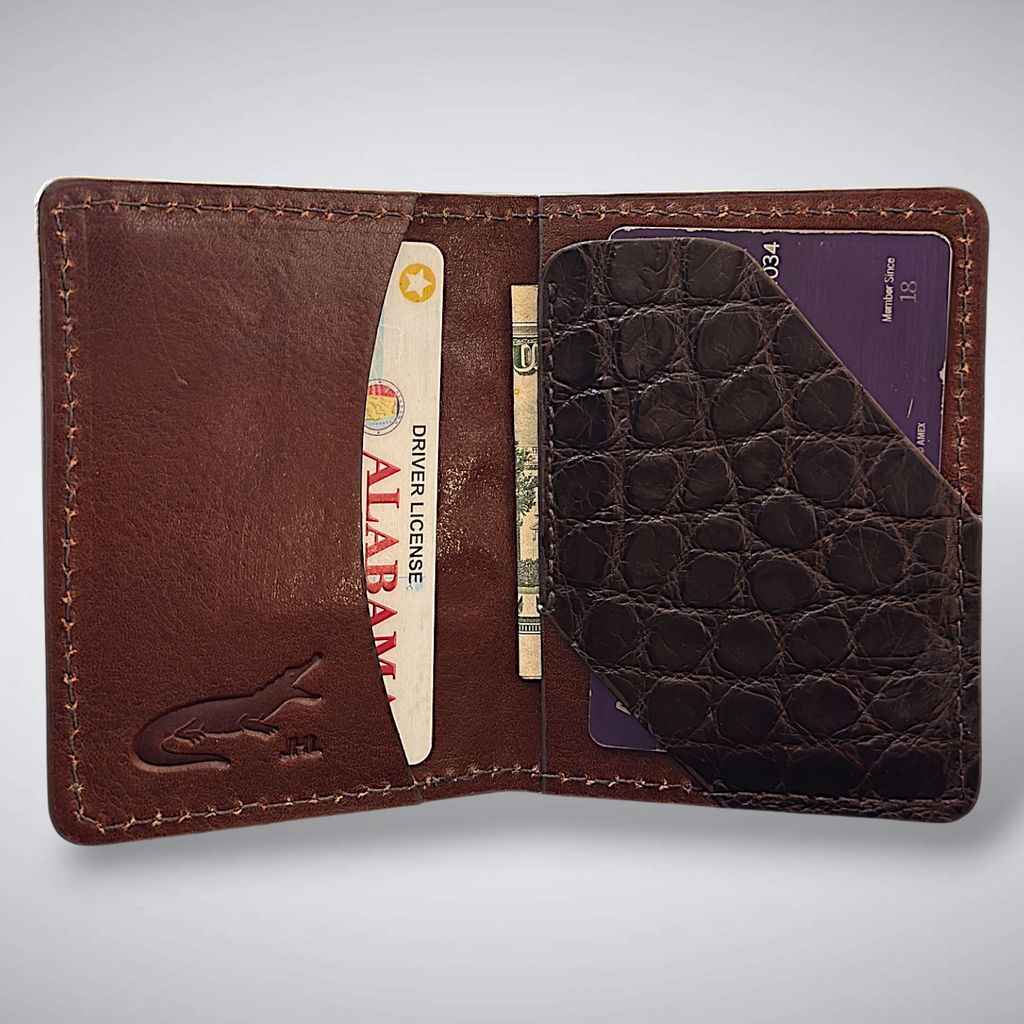 The Knox – Matte Alligator Slim Card Case | Brown