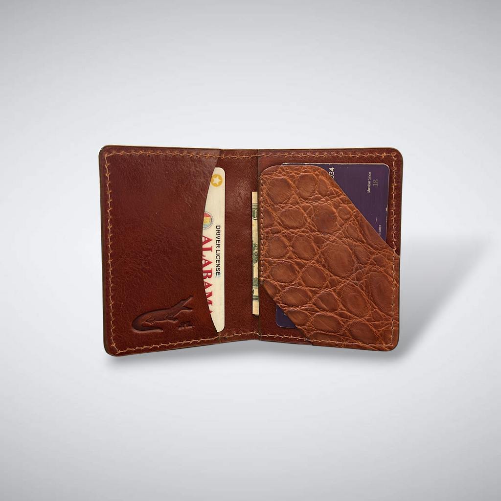 The Knox – Matte Alligator Slim Card Case | Cognac